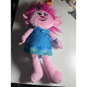 Trolls Dreamworks Pink Poppy Blue Dress Plush Stuffed Animal 15"